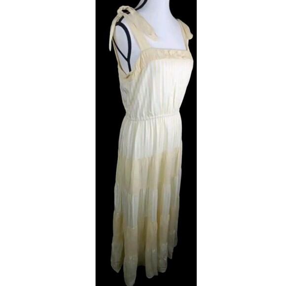 Gal Meets Glam Dress Size 4 Maxi Yellow  Striped Tireded Pockets Lined - Picture 4 of 7